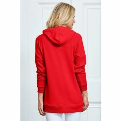 Sosandar Red Longline Side Zip Sweatshirt -Sosandar unnamed file 4771