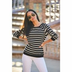 Sosandar Black Striped Sweatshirt