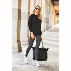 Sosandar Black Round Neck Chill-Out Sweatshirt