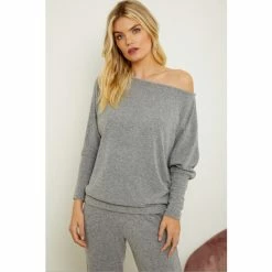 Sosandar Grey Super Soft Batwing Sleeve Loungewear Top Co-Ord