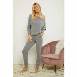 Sosandar Grey Super Soft Batwing Sleeve Loungewear Top Co-Ord -Sosandar unnamed file 4795