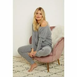 Sosandar Grey Super Soft Batwing Sleeve Loungewear Top Co-Ord -Sosandar unnamed file 4796