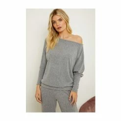 Sosandar Grey Super Soft Batwing Sleeve Loungewear Top Co-Ord -Sosandar unnamed file 4797