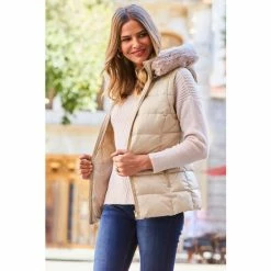 Sosandar Neutral Padded Gilet With Fur Hood 3 Sosandar Neutral Padded Gilet With Fur Hood -Sosandar unnamed file 4814