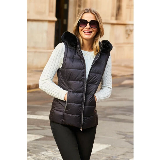unnamed-file-4819.jpg Sosandar Black Padded Gilet With Fur Hood -Sosandar unnamed file 4819
