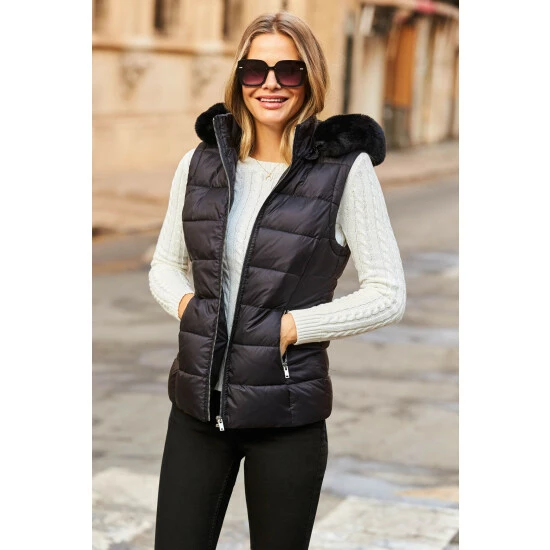 unnamed-file-4821.jpg Sosandar Black Padded Gilet With Fur Hood -Sosandar unnamed file 4821
