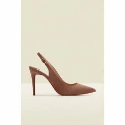 Sosandar Brown Sierra Suede Court Shoe -Sosandar unnamed file 4826