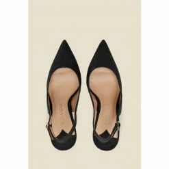 Sosandar Black Suede Slingback Court Shoe -Sosandar unnamed file 4845