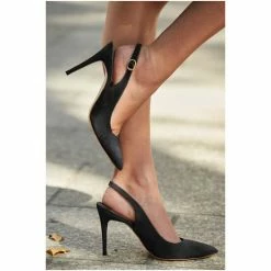 Sosandar Black Suede Slingback Court Shoe -Sosandar unnamed file 4846