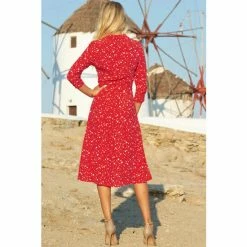 Sosandar Red Confetti Spot Print Tie Waist Shirt Dress -Sosandar unnamed file 493