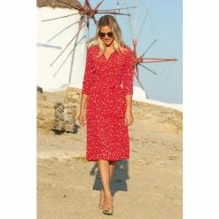 Sosandar Red Confetti Spot Print Tie Waist Shirt Dress -Sosandar unnamed file 494