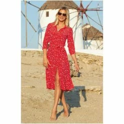 Sosandar Red Confetti Spot Print Tie Waist Shirt Dress -Sosandar unnamed file 495
