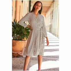 Sosandar Brown Printed Fit And Flare Dress -Sosandar unnamed file 507