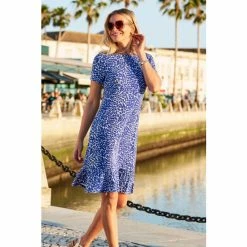 Sosandar Blue Leopard Print Ruffle Hem Shift Dress -Sosandar unnamed file 520