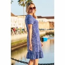 Sosandar Blue Leopard Print Ruffle Hem Shift Dress -Sosandar unnamed file 521