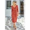 Sosandar Red Animal Print V Neck Jersey Midi Dress