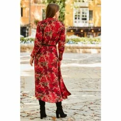 Sosandar Red Shirt Dress -Sosandar unnamed file 562