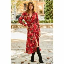 Sosandar Red Shirt Dress -Sosandar unnamed file 565