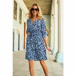 Sosandar Blue Floral Print Tie Waist Dress -Sosandar unnamed file 600