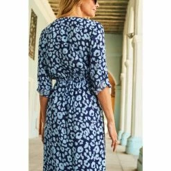 Sosandar Blue Floral Print Tie Waist Dress -Sosandar unnamed file 601