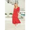 Sosandar Red Spot Print Jersey Midi Dress