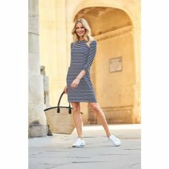 Sosandar Blue Stripe Jersey Shift Dress -Sosandar unnamed file 626