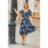 Sosandar Black Floral Print Mesh Wrap Dress