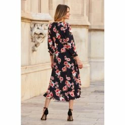 Sosandar Black Floral Ruffle Wrap Dress 2 Sosandar Black Floral Ruffle Wrap Dress -Sosandar unnamed file 687