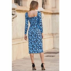 Sosandar Print Square Neck Puff Sleeve Straight Dress -Sosandar unnamed file 697