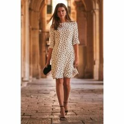 Sosandar Ivory Spot Swing Dress