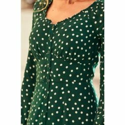 Sosandar Green Spot Print Button Front Midi Dress -Sosandar unnamed file 739