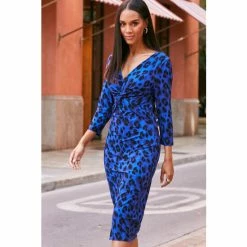 Sosandar Neutral Knot Front Dress