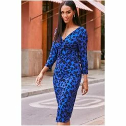 Sosandar Neutral Knot Front Dress -Sosandar unnamed file 749