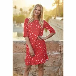 Sosandar Red Spot Print Shift Dress
