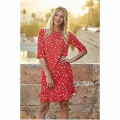 Sosandar Red Spot Print Shift Dress -Sosandar unnamed file 754