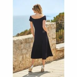 Sosandar Blue Bardot Knitted Dress -Sosandar unnamed file 762