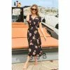 Sosandar Black Floral Print Midi Wrap Dress