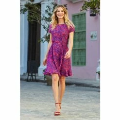 Sosandar Red Ruffle Hem Tie Waist Leopard Dress