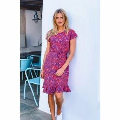 Sosandar Red Ruffle Hem Tie Waist Leopard Dress -Sosandar unnamed file 794