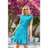 Sosandar Blue Animal Print Ruffle Hem Tie Waist Dress