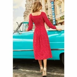 Sosandar Red Spot Print Wrap Front Midi Dress -Sosandar unnamed file 824