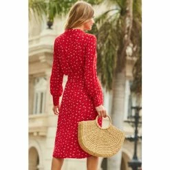 Sosandar Red Midi Shirt Dress -Sosandar unnamed file 829