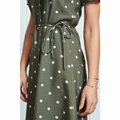 Sosandar Green Spot Print Short Sleeve Tie Waist Shirt Dress -Sosandar unnamed file 840