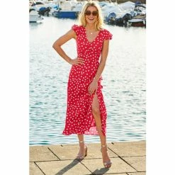 Sosandar Red Tie Back Maxi Dress