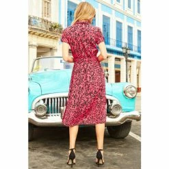 Sosandar Pink Animal Print Tie Waist Shirt Dress -Sosandar unnamed file 934