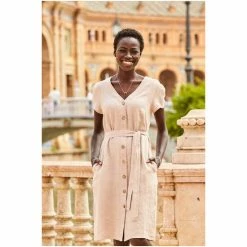 Sosandar Brown Belted Dress With Pockets -Sosandar unnamed file 972