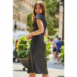 Sosandar Black Snaffle Trim Leather Fit And Flare Midi Dress 7 Sosandar Black Snaffle Trim Leather Fit And Flare Midi Dress -Sosandar unnamed file 987