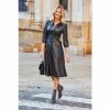 Sosandar Black Faux Leather Popper Front Shirt Dress